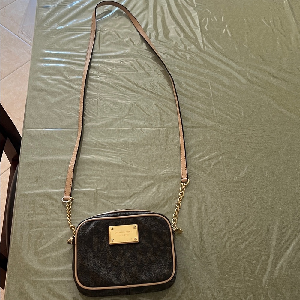Michael Kors Black and Tan Crossbody Bag